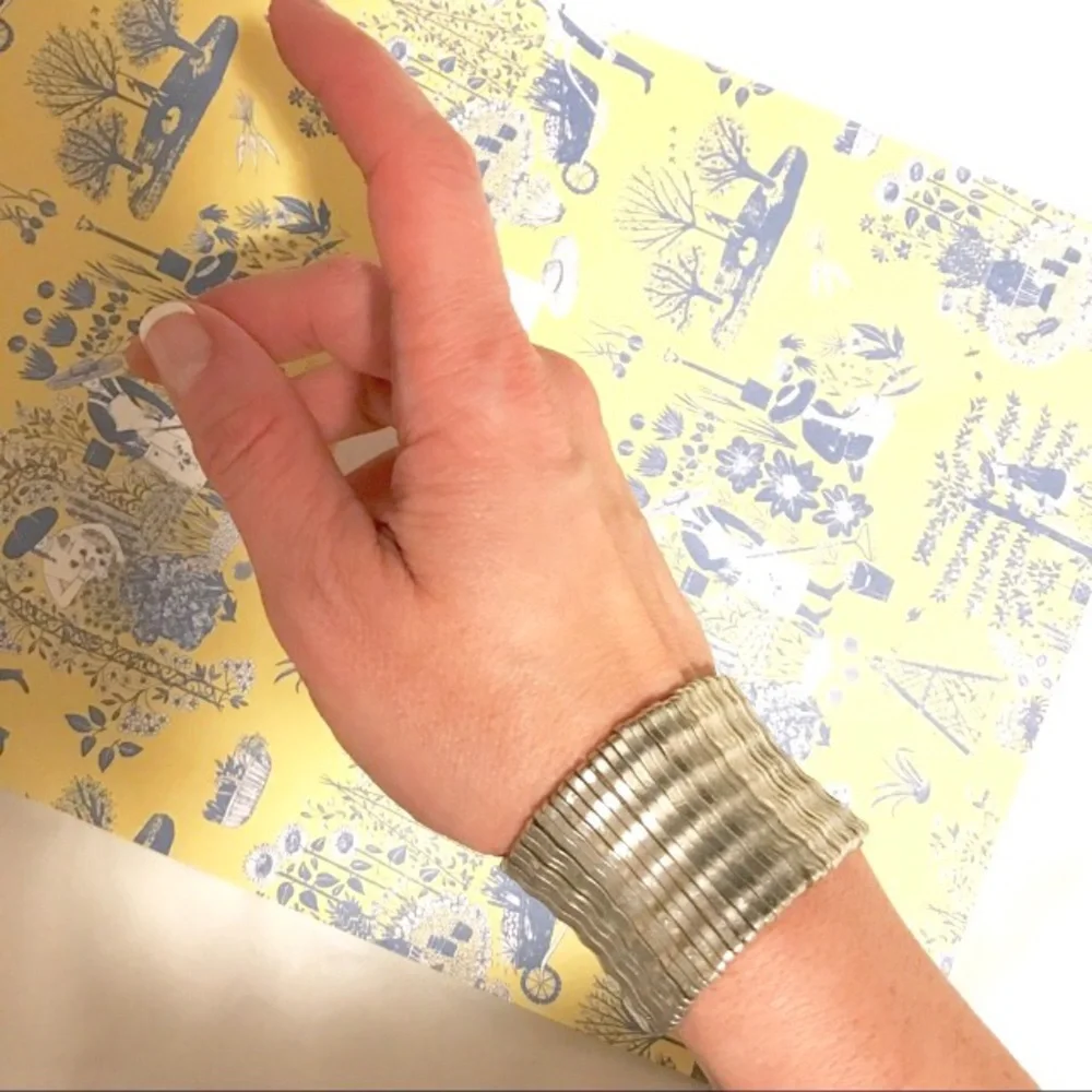 Artisan Silver Stretch Cuff Bracelet Boho Unique Artsy
